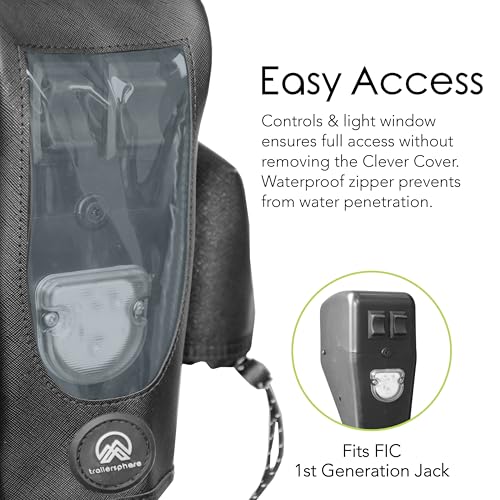 Clever Cover by Trailersphere for FIC (1st Generation) Jack Custom Electric Tongue Jack Cover for Trailer, RV, Camper, Chains Holder, Plug Protector, Sun and Waterproof (FIC Jack Cover)