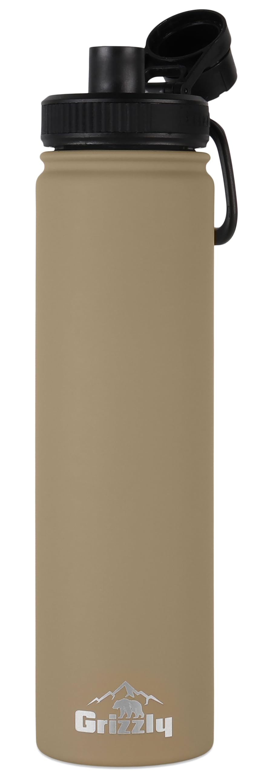 20oz Grizzly Water Bottle | Vacuum Insulated | Leak Resistant Lid | Stainless Steel | For Gym Hiking Beach Camping Sports | Desert Sand
