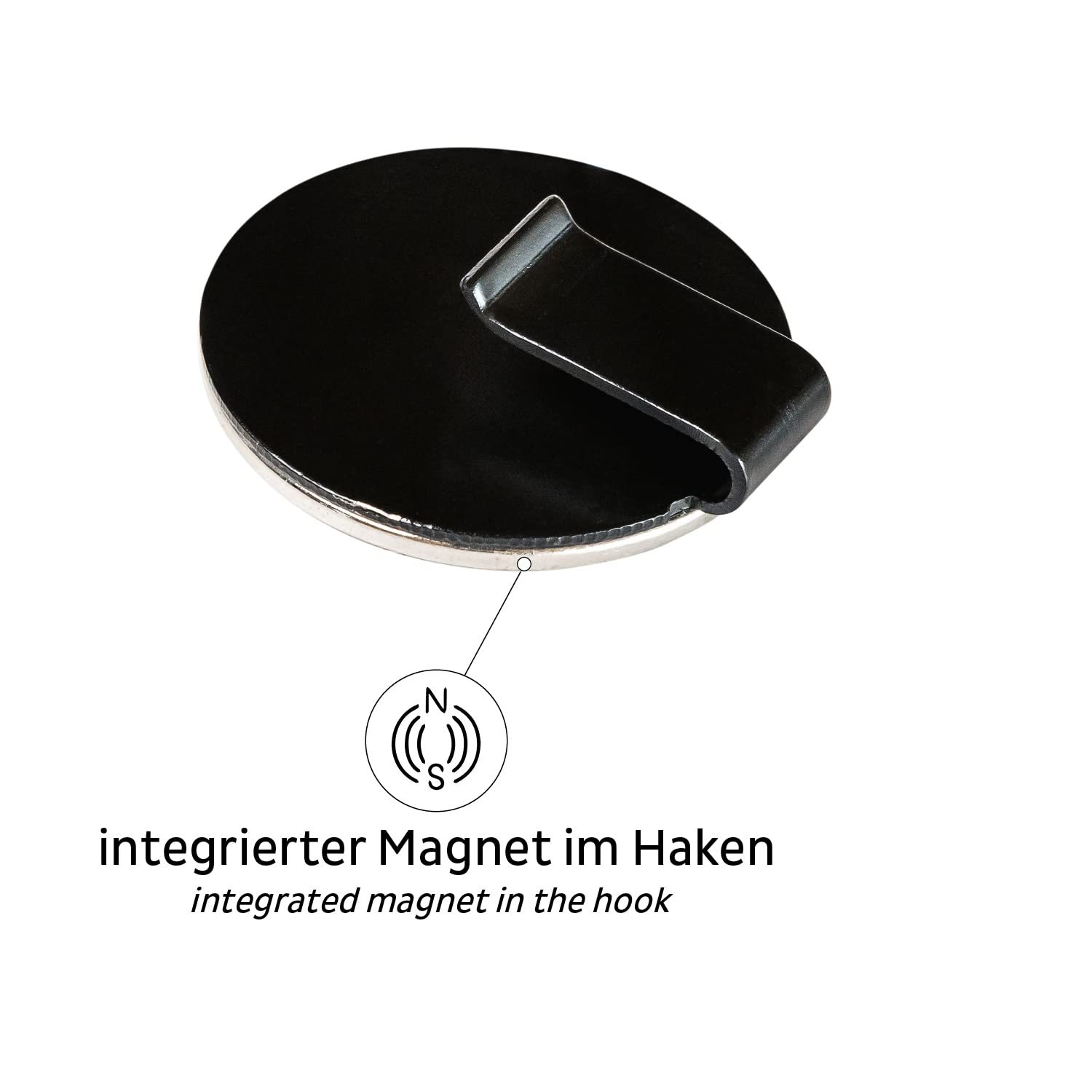 silwy® Clever Magnetic Hook Including Black Metal Nano Gel Pad Black - Reusable, Flexible and Washable - Perfect for Camping, Caravaning and Boating