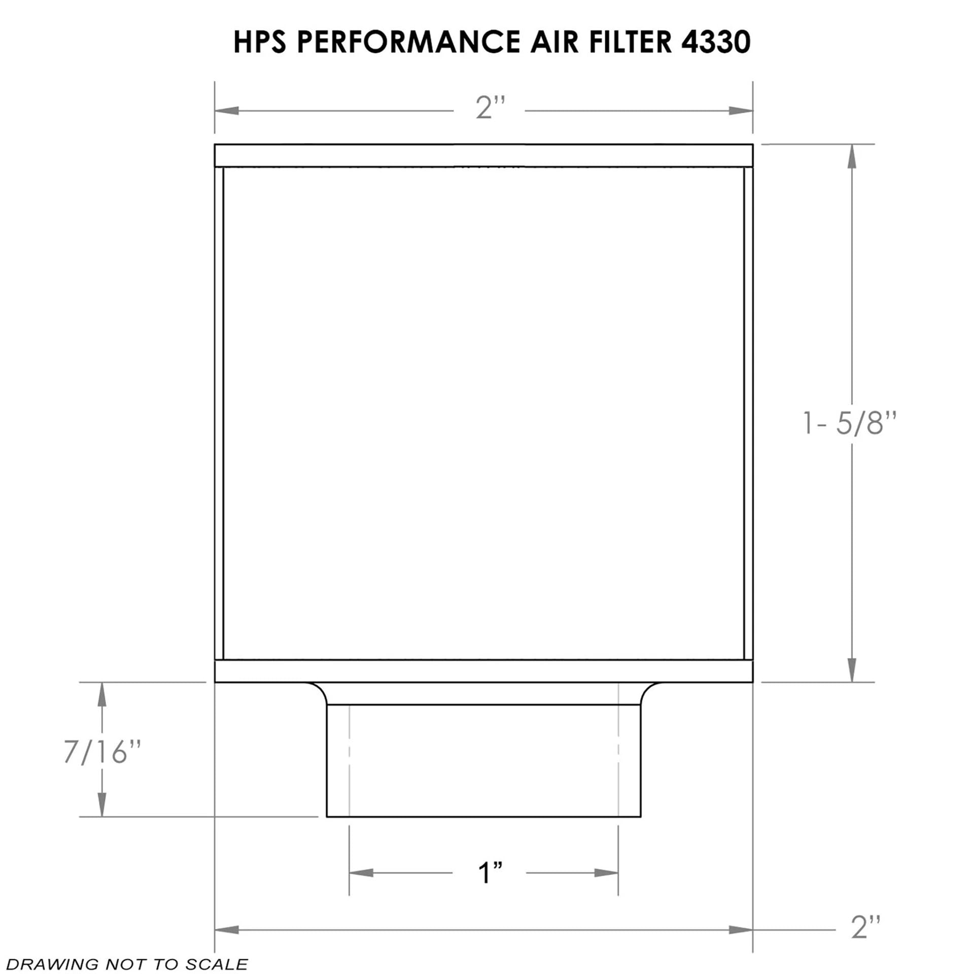 HPS Performance Air Filter 1" ID, Gray, 1.62" Element Length, 2" Overall Length, HPS-4330