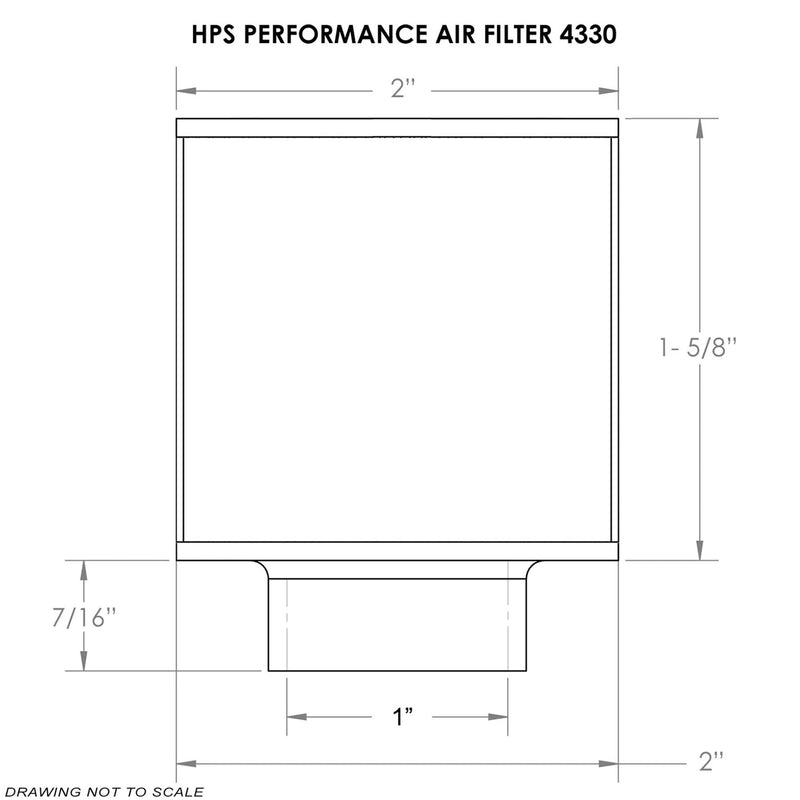 HPS Performance Air Filter 1" ID, Gray, 1.62" Element Length, 2" Overall Length, HPS-4330