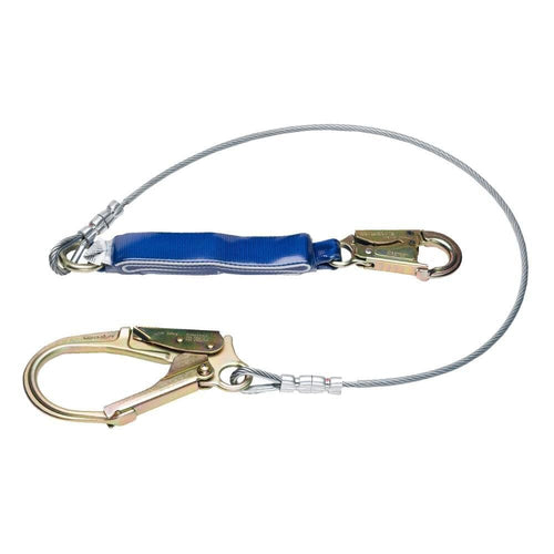 6 Ft. Werner Decoil Cable Single Leg Lanyard (1/4 In Vinyl Coated Cable Snaphook Rebar Hook)