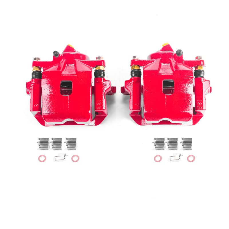 Power Stop S2688 Front Pair of High-Temp Red Powder Coated Calipers For Toyota RAV4 2001-2005 [Model Specific]