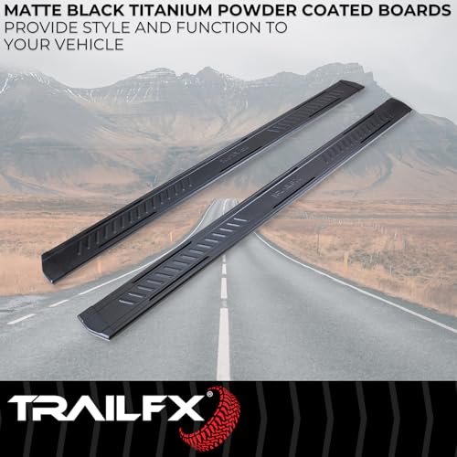 TrailFX Running Boards A6 Series Fits 2022-2025 Toyota Tundra Double Cab Powder Coated Titanium Black Aluminum 6.5 Inch Wide Step Area Rocker Panel Mount 300 lb Capacity Set of 2 AL6017B