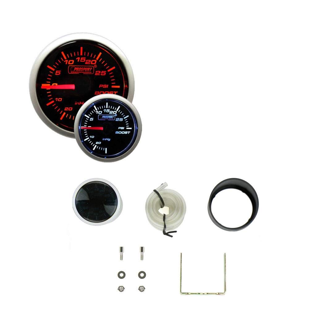 Prosport Performance Series Amber/White 52mm Mechanical Boost Gauge Kit Gauges