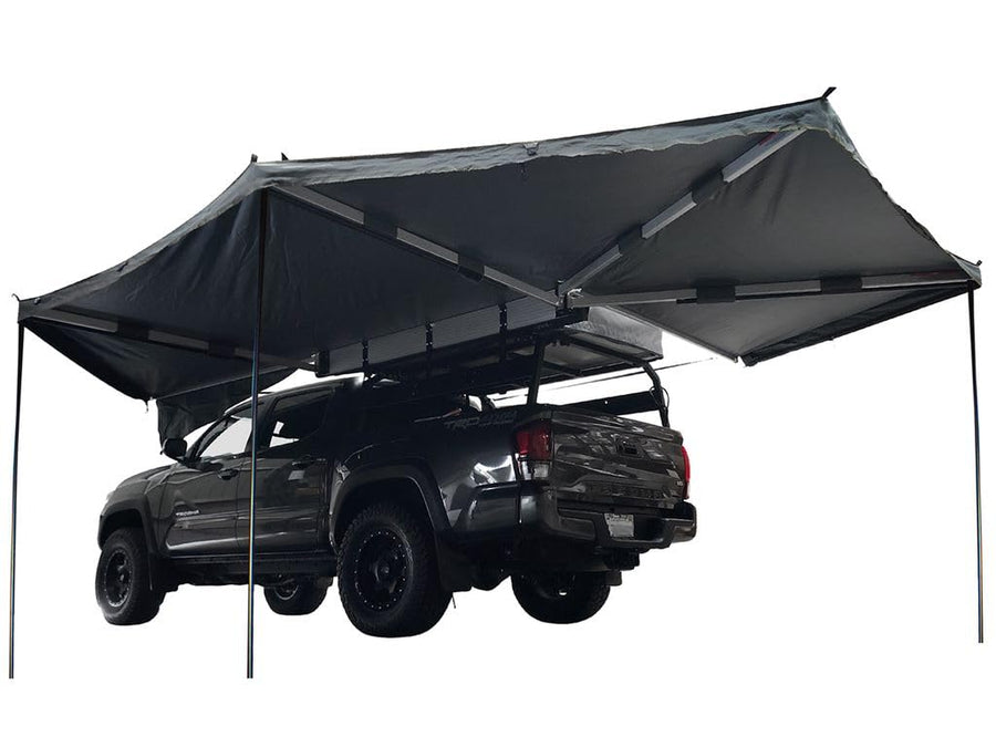 HD Nomadic 270 - Overland Vehicle Systems Awning, Passenger Side, Grey Body, Green Trim & Black Travel Cover