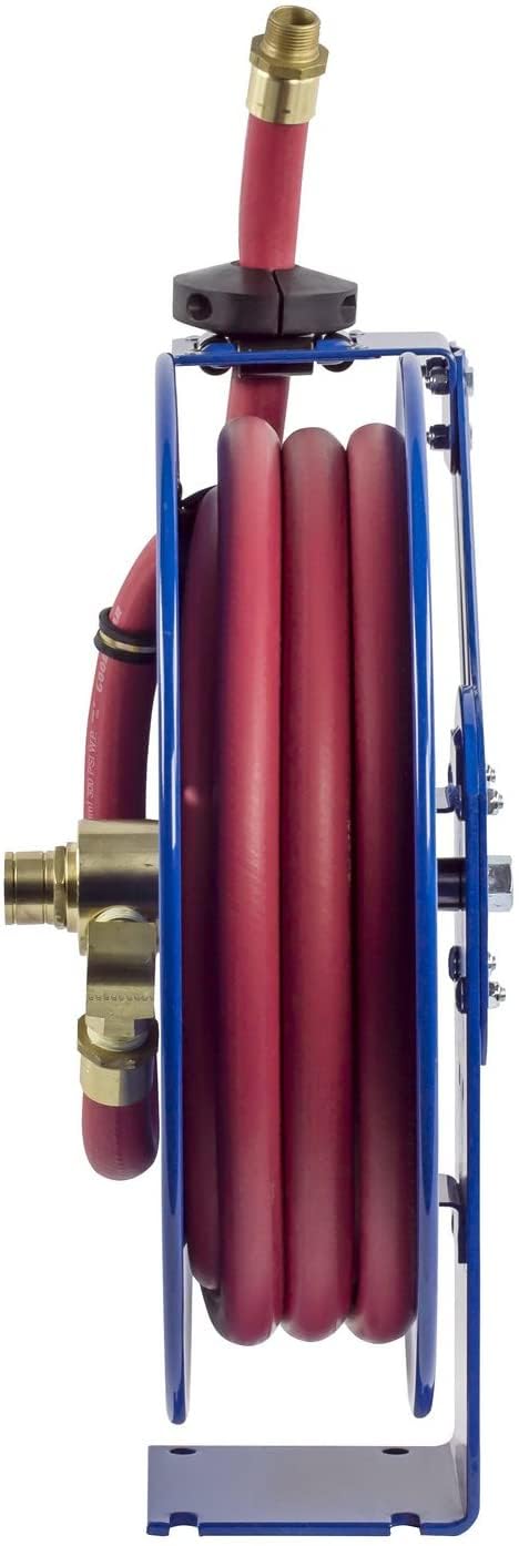 Coxreels SH Fuel Series SHF-N-525 Retractable Fuel Hose Reel | 3/4"x25, 300 PSI | Easy-Maintenance w/ Brass Swivel & Multi-Position Mount Arm | Heavy-Duty Steel Construction | Made in the USA | Blue