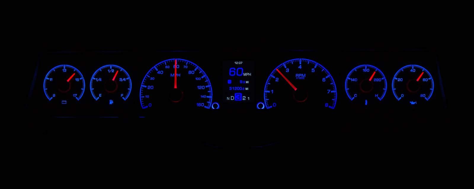 Dakota Digital 66-67 Customizable Gauges Kit Chevy Nova Black HDX-66C-NOV-K