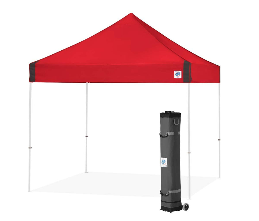E-Z UP Instant Shelter Vantage Canopy, 10' x 10', White Powder-Coated Steel Frame with Wide-Trax Roller Bag & 4 Piece Spike Set, Punch