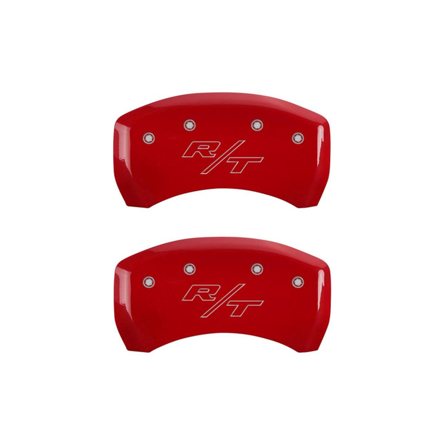 SET OF 4 CALIPER COVERS, FRONT: CHALLENGER/CURSIVE- REAR: RT, RED, SILVER CHARACTERS