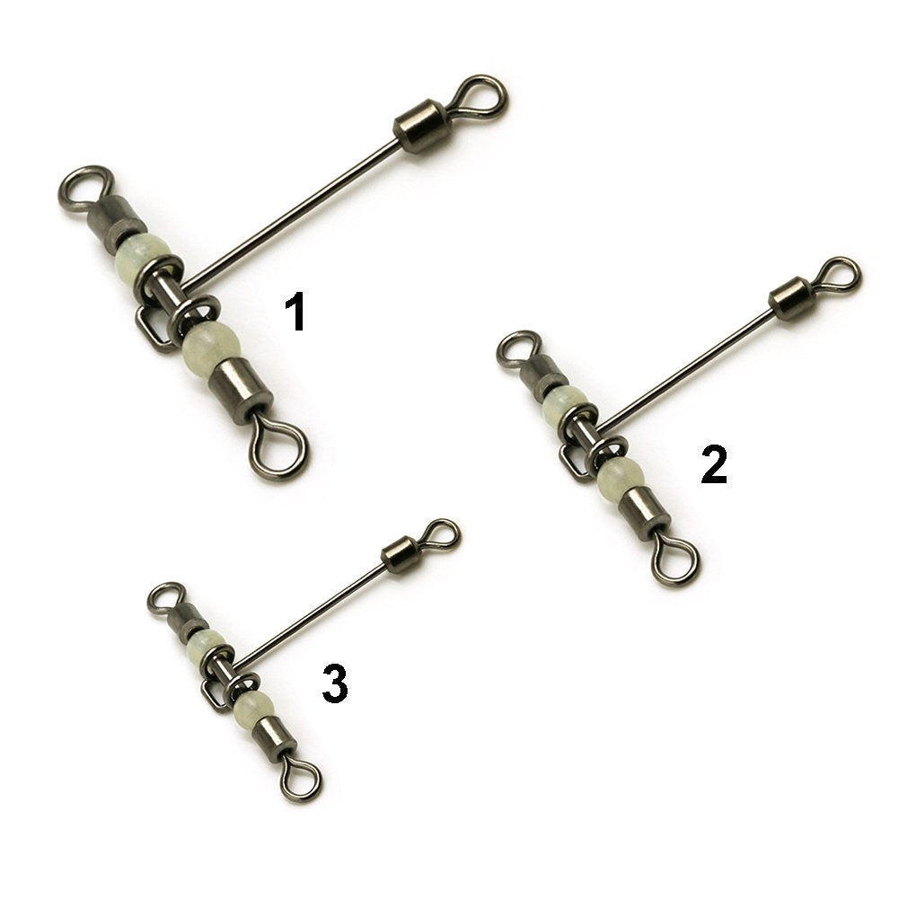 3 Way 10pcs Cross-line Rolling Swivel, T-shape Luminous Crossline Fishing Connector, Stainless Steel Swivels, Flexible Saltwater Tackle