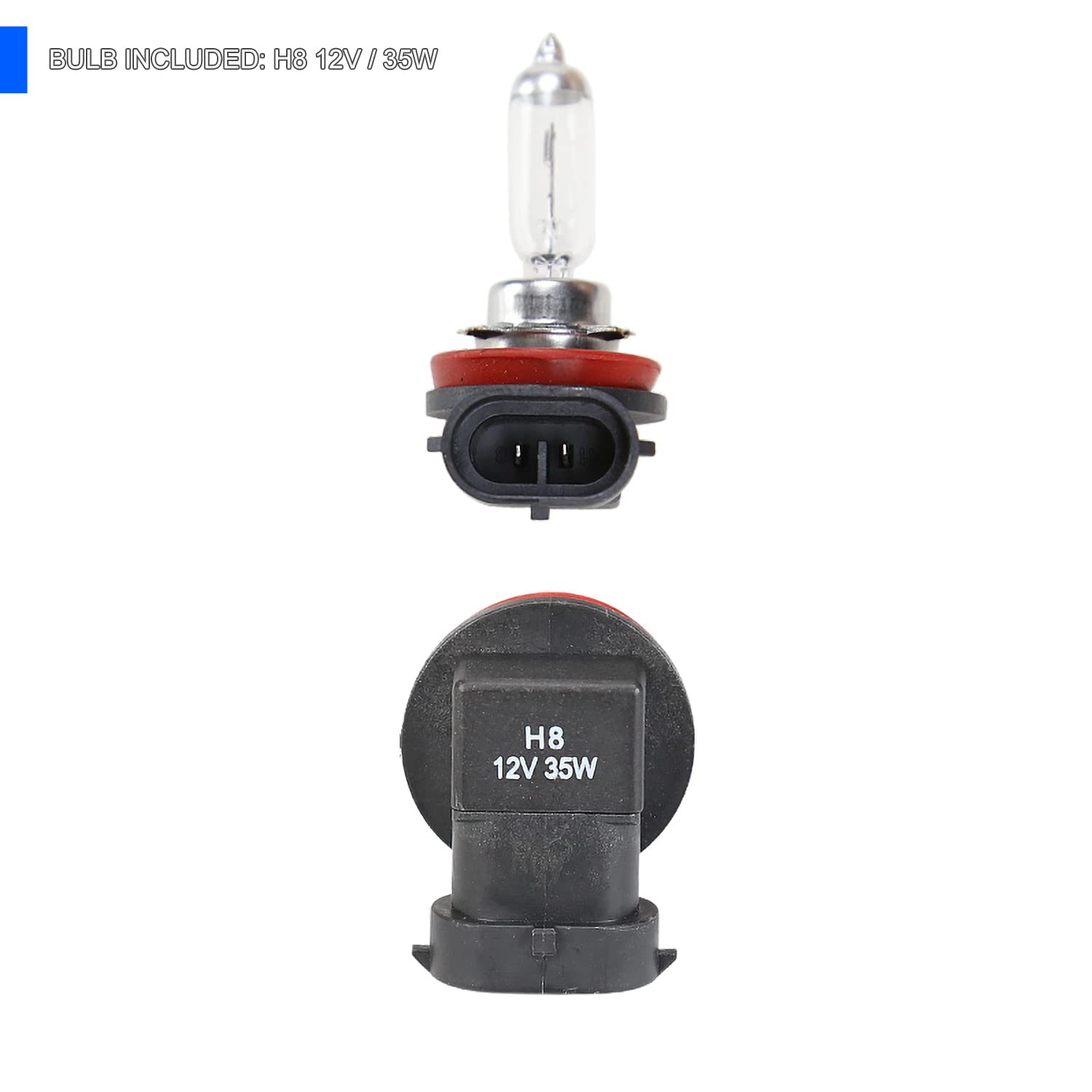 Clear SPEC-D TUNING Bumper Driving Fog Lights + Bulbs + Switch Compatible with 2015-2018 Volkswagen Jetta L+R Pair Assembly
