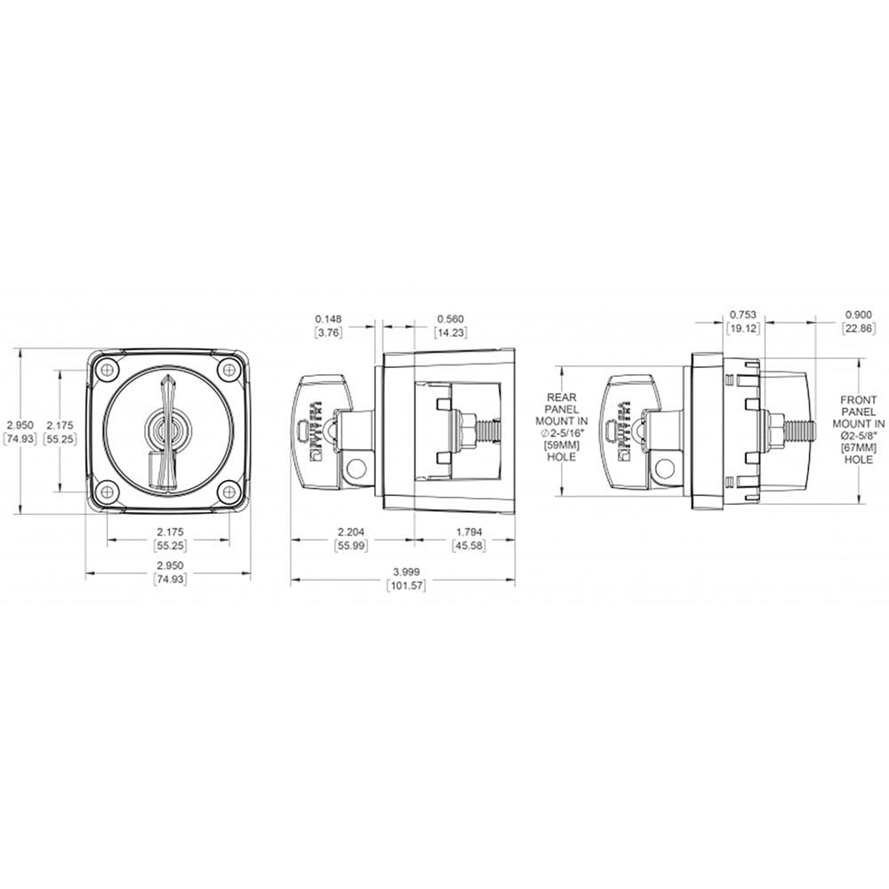 Battery Isolator Switch Blue Sea Systems 6004 m-Series ON/OFF with Locking Key, Red
