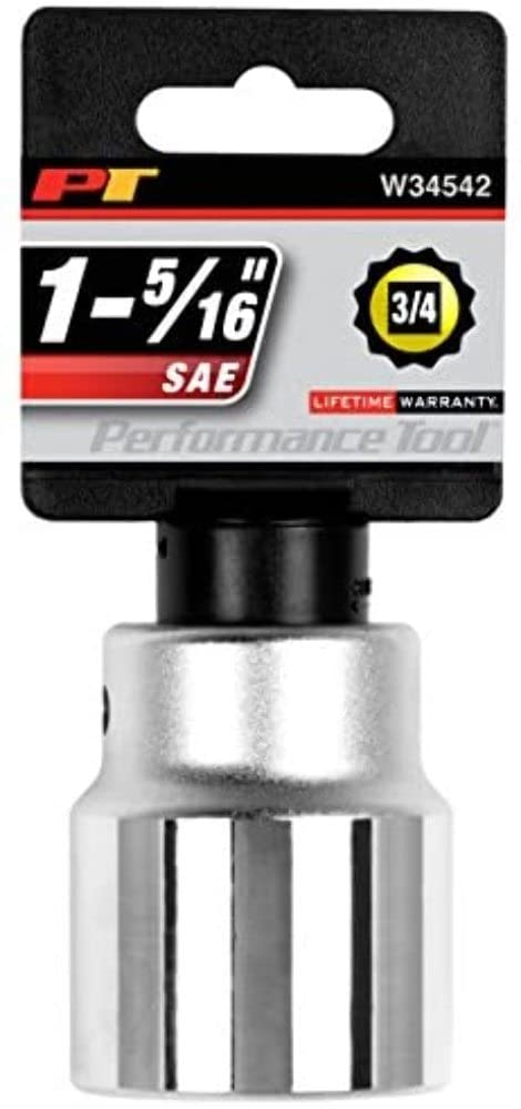 W34542 Performance Tool 3/4-Inch Drive 12-Point SAE Standard Socket, 1-5/16-Inch