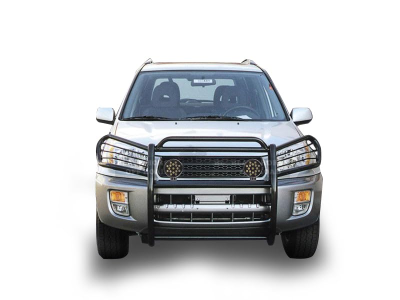 Bumper Guard Modular Black Horse Grille brush Come With pair of 7.0"Dia.LED Lights with Black Trim Rings Compatible with 2001-2005 Toyota RAV4-17TH26MA-PLB