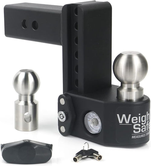 Weigh Safe Adjustable Hitch Ball Mount Trailer - 6" Adjustable Drop Hitch for 2.5" Receiver - Premium Heavy Duty Steel Trailer Tow Hitch with Built in Weight Scale for Anti Sway - 22,000 GTW