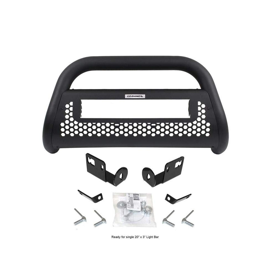RC2 Bull Bar Go Rhino w/Two 3" Cube Lights & Mounting Brackets | Mild Steel, Textured Black | 55522T | Fits 2005-2015 Toyota Tacoma (Excludes Dynamic Laser Cruise Control/Toyota Safety Sense/TRD)
