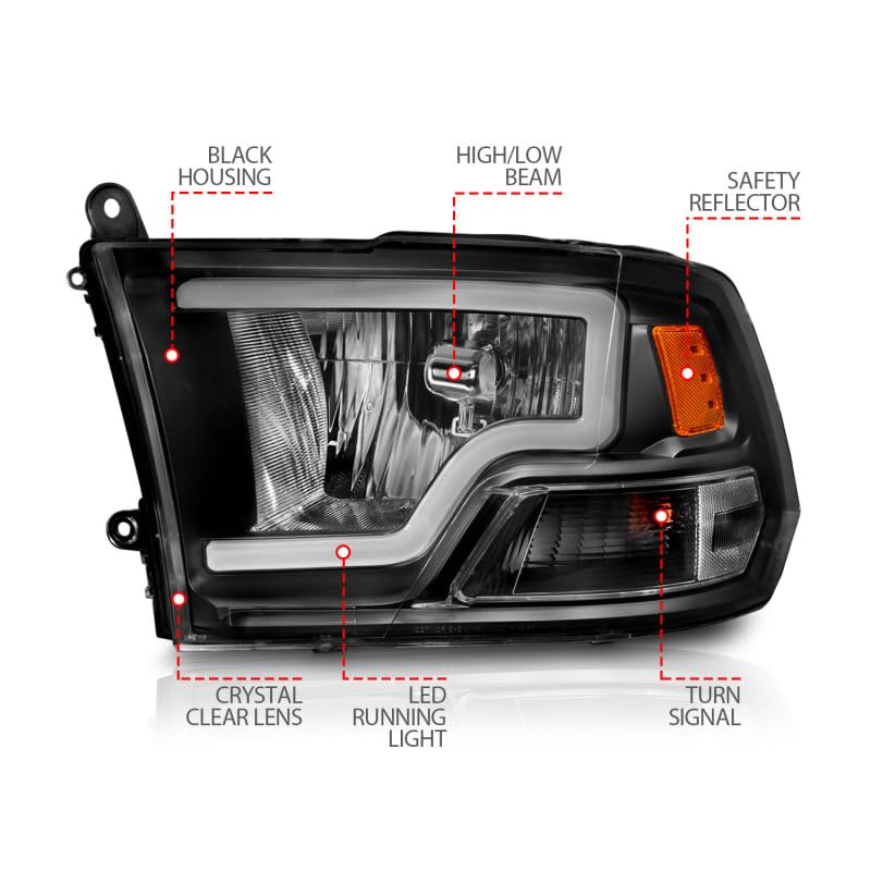 Crystal ANZO USA Headlights fits Dodge Ram 1500, Clear