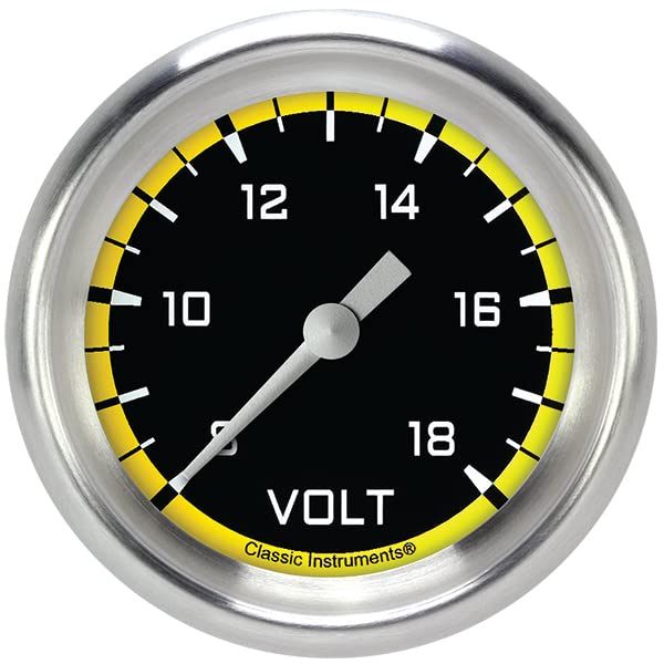 AX330YAPF Classic Instruments AutoCross Yellow 2-1/8" Voltage Gauge