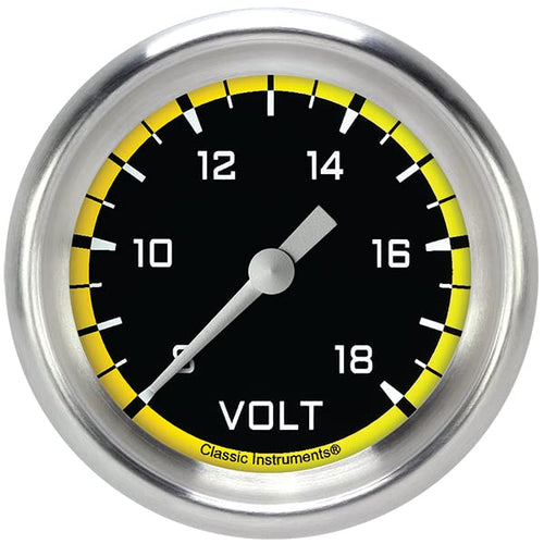 AX330YAPF Classic Instruments AutoCross Yellow 2-1/8" Voltage Gauge