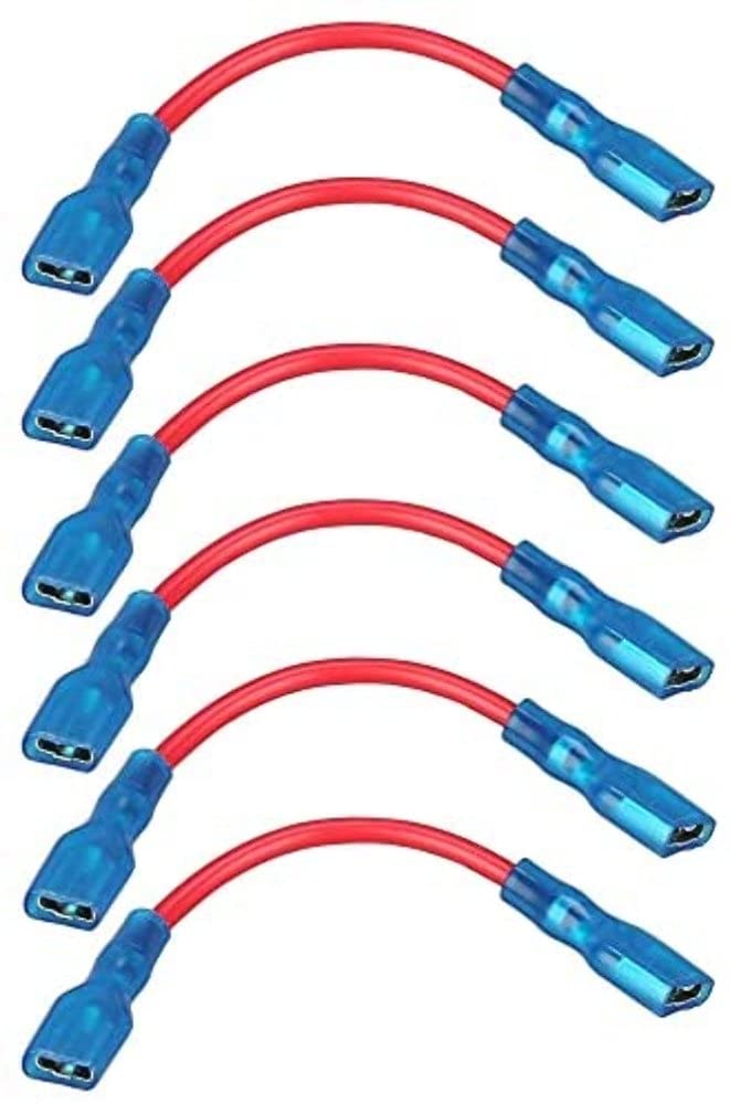 Switch Wire Bulldog Winch 20330- Red Spade to Spade, 6pcs 16awg