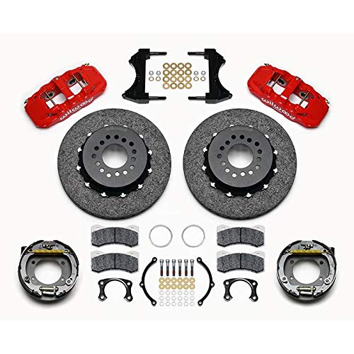Street Performance Wilwood - Carbon-Ceramic Rotor AERO4 Caliper Rear Brake Kit with Parking Brake Assembly