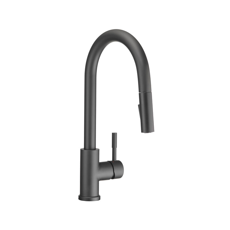 Dura Faucet Streamline RV Single Handle Pull-Down Kitchen Sink Faucet - Optional Deck Plate (Matte Black)