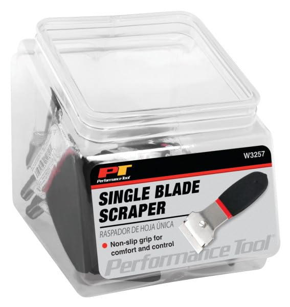 W3257 Performance Tool Non-Slip Razor Blade Scraper with 25 Degree Offset Head and Backward Blade Insertion for Safe Storage
