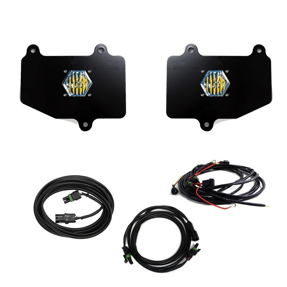 S1 Dual Reverse LED Light Kit Baja Designs for Jeep JT Gladiator OE Bumper - Wide Cornering Clear Lens (Upfitter Wiring Harness)