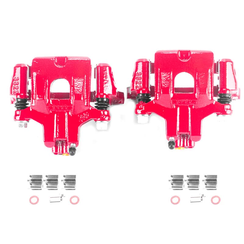 Power Stop S2598 Rear Pair of High-Temp Red Powder Coated Calipers For Toyota Avalon 2000-2004 [Model Specific]