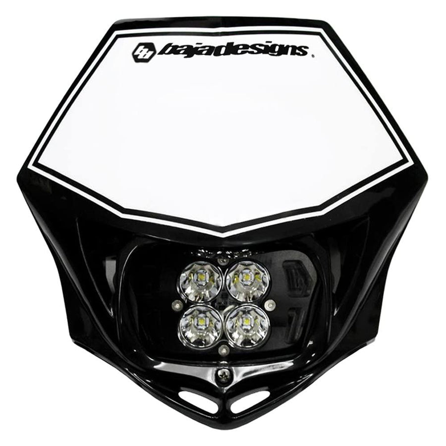 Baja Designs Universal LED Motorcycle Headlight Kit with Shell (D/C) - Black Shell, Plug and Play Installation, Universal Fit for Dirt and Dual Sport Bikes (Spot Lens; Clear)
