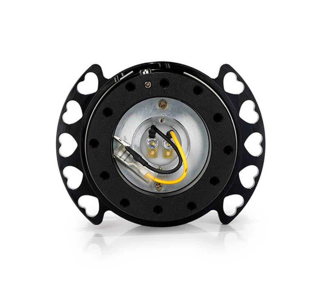 NRG Innovations Gen 2.0 NRG-SRK-222BK-BK Steering Wheel Quick Release Kit Adapter Black Body/Black Heart Cutout Ring 6x70mm & 6x74mm Bolt Pattern