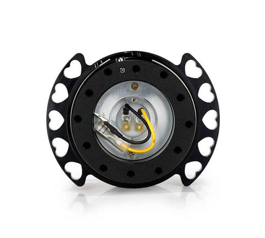 NRG Innovations Gen 2.0 NRG-SRK-222BK-BK Steering Wheel Quick Release Kit Adapter Black Body/Black Heart Cutout Ring 6x70mm & 6x74mm Bolt Pattern