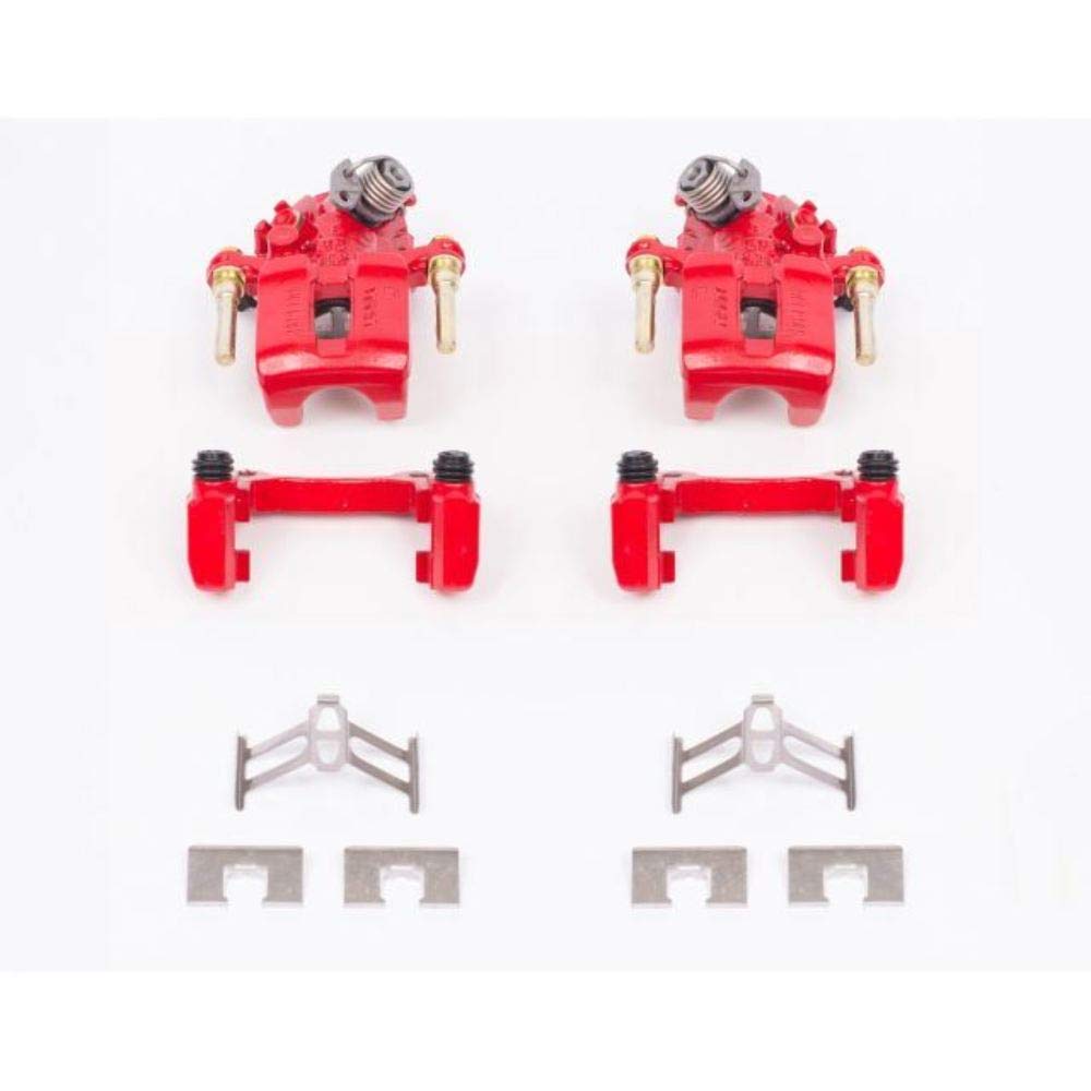 Power Stop S1612 Rear Pair of High-Temp Red Powder Coated Calipers For Honda Prelude 1992-2001 [Model Specific]