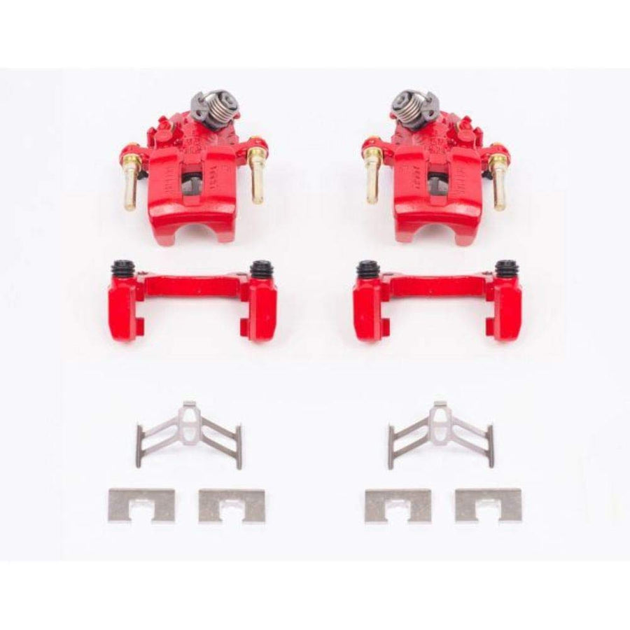 Power Stop S1612 Rear Pair of High-Temp Red Powder Coated Calipers For Honda Prelude 1992-2001 [Model Specific]