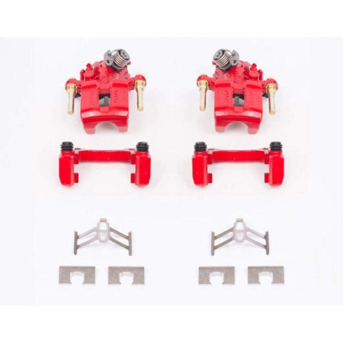 Power Stop S1612 Rear Pair of High-Temp Red Powder Coated Calipers For Honda Prelude 1992-2001 [Model Specific]