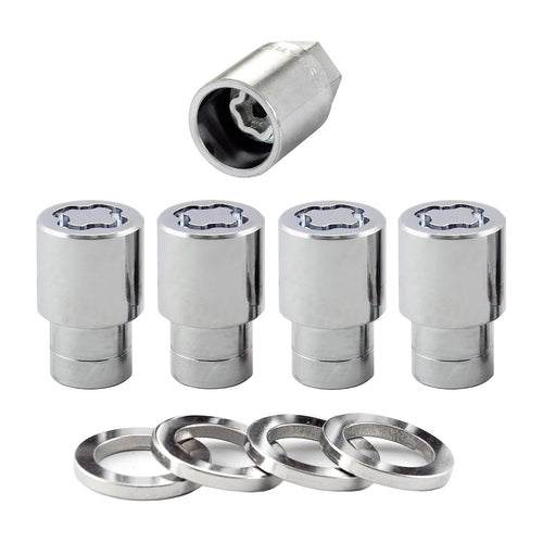 Chrome MCGARD Regular Shank Wheel Locks (7/16" - 20 Thread Size) - Set of 4, 4 Locks / 4 Washers / 1 Key