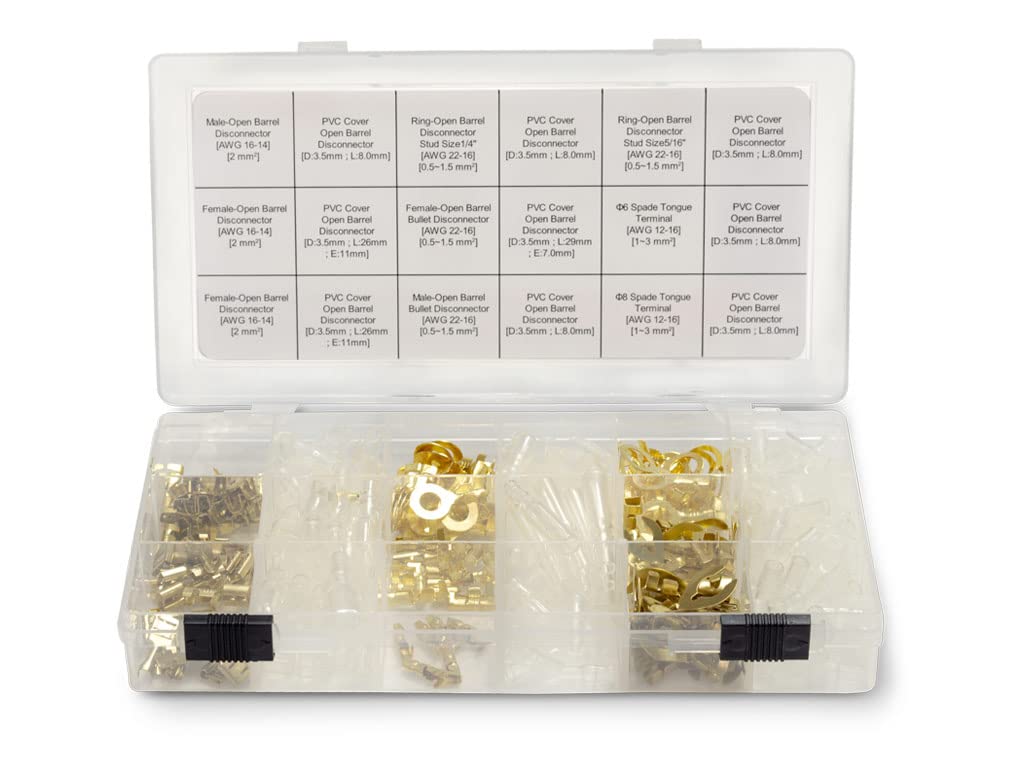 A2032 PerTronix Wire Terminal Kit Brass Open Barrel with covers (326pcs)