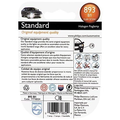 893 Philips Standard Driving Light Bulb, 1-Pack (893B1)