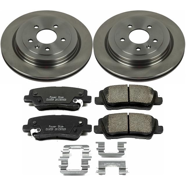 Power Stop KOE6385 Rear Replacement Brake Kit-OE Brake Rotors & Ceramic Brake Pads For Cadillac ATS 2013-2018 [Model Specific]