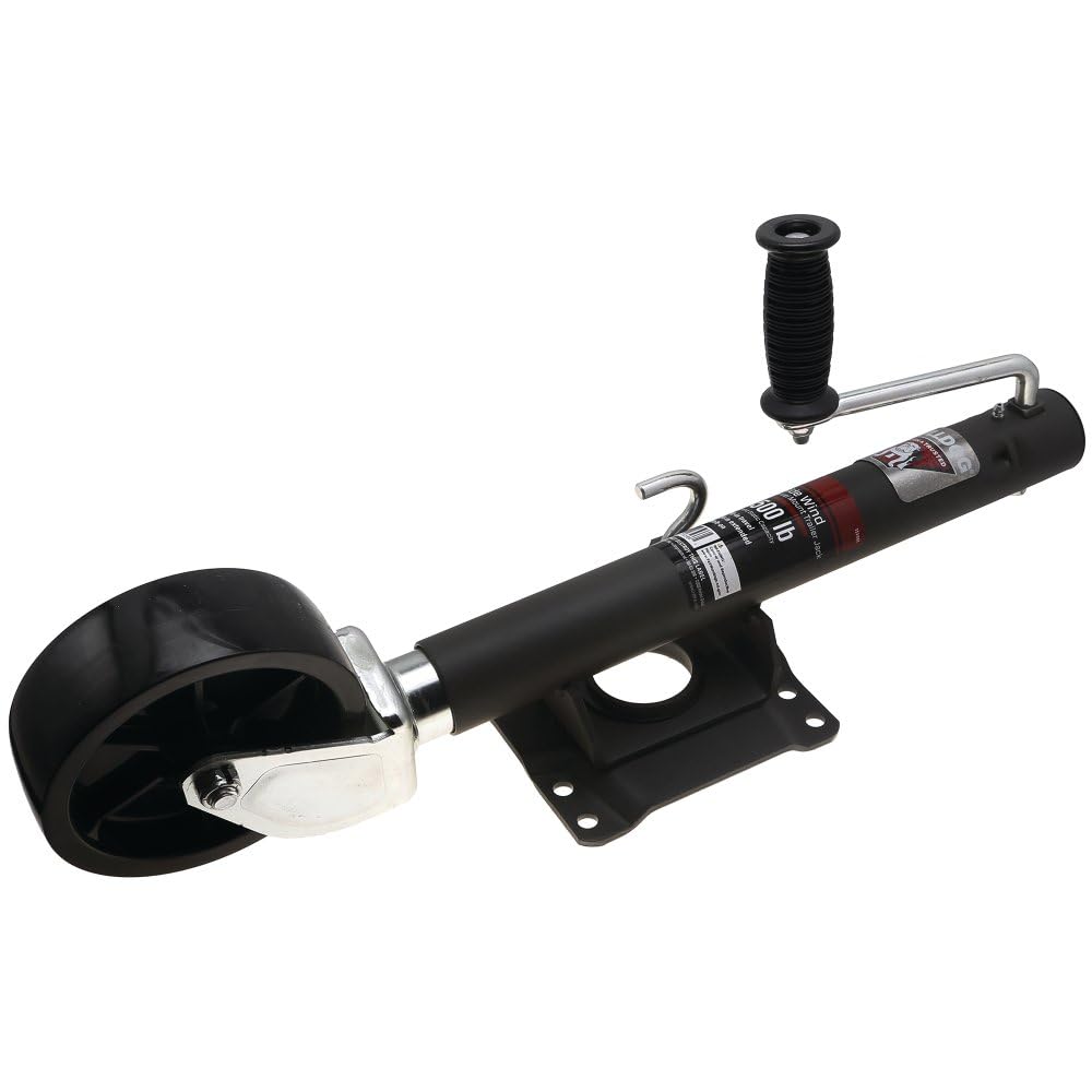 Round Bulldog 151444 Trailer Jack, Side Mount, 1,500 lbs. Lift Capacity, Sidewind, Bolt-On, 10 Inch Travel
