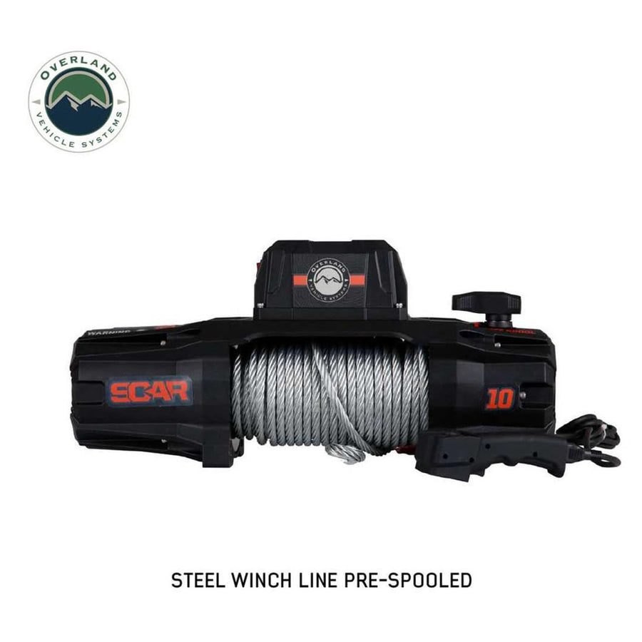 Scar 10 Overland Vehicle Systems Off Road Recovery Winch 10,000lb with Steel Cable and Wireless Remote