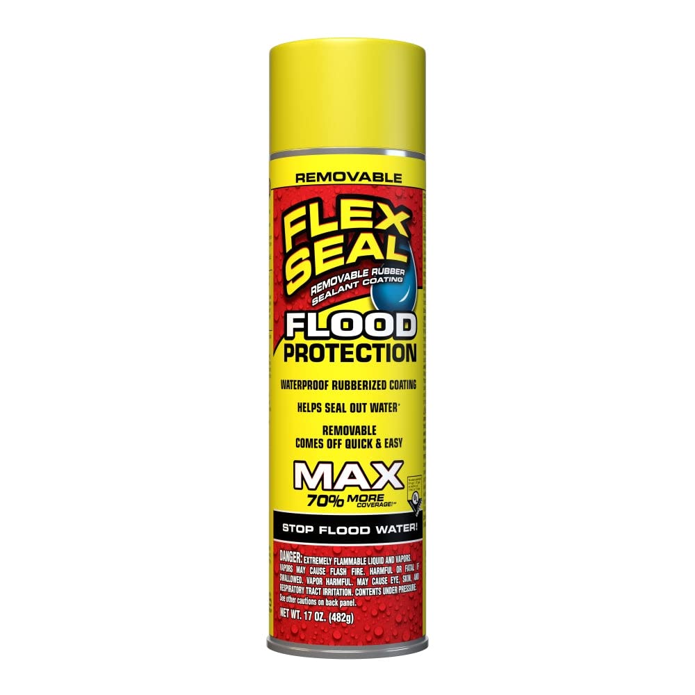 Flex Seal Spray, Flood Protection, 17 oz, MAX, 1-Pack, Waterproof Rubberized Coating, Removable, Use on Door Tracks, Seams, Sills, Small Openings, Corners, and Irregular Shapes and More