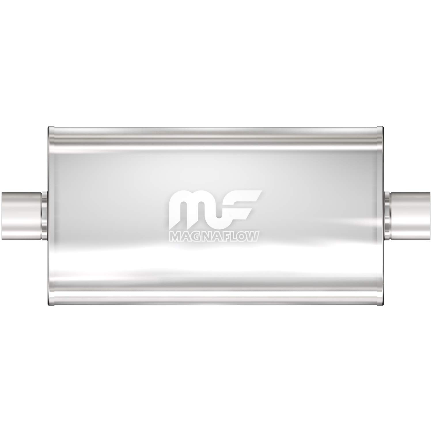 Performance MagnaFlow Exhaust Muffler 12576: 2.5"/2.5" Inlet/Outlet, 5x11x22" Oval, Stainless Steel, Satin Finish