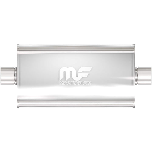 Performance MagnaFlow Exhaust Muffler 12579: 3"/3" Inlet/Outlet, 5x11x22" Oval, Stainless Steel, Satin Finish