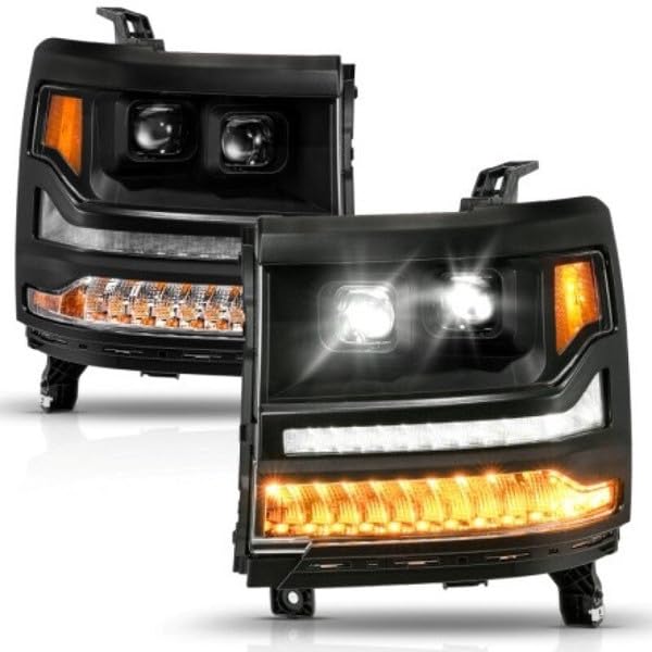 Full LED Proj Headlights Black ANZO 16-18 Chevy Silverado 1500 (Factory HID Models ONLY) - Pair