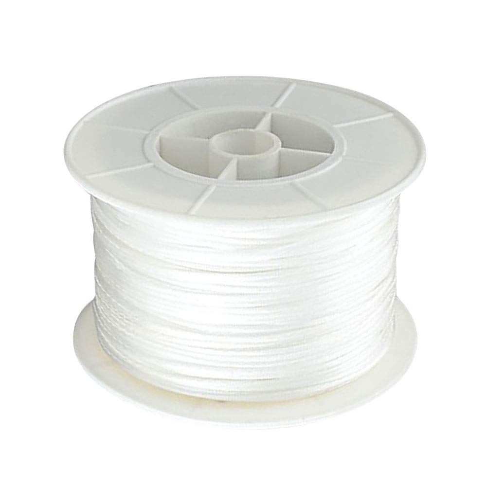 JEWELEADER Braided Nylon About 100 Yards Craft Thread Cord 1mm Satin Trim Cord Chinese Knotting Beading Cord for DIY Jewellery Making Macrame Kumihimo Shamballa Friendship Bracelets - White