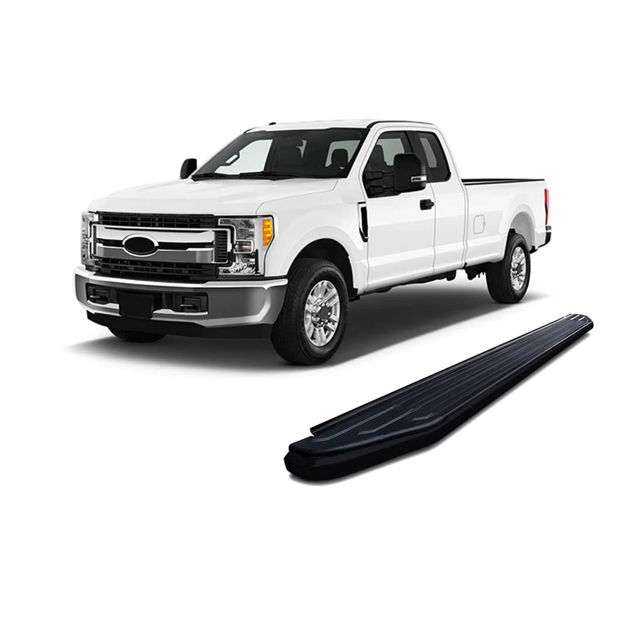 Peerless Black Horse Running Boards Compatible with 2017-2023 Ford F-250/F-350/F-450/F-550 Super Duty|2015-2023 Ford F-150-PR-F279BK