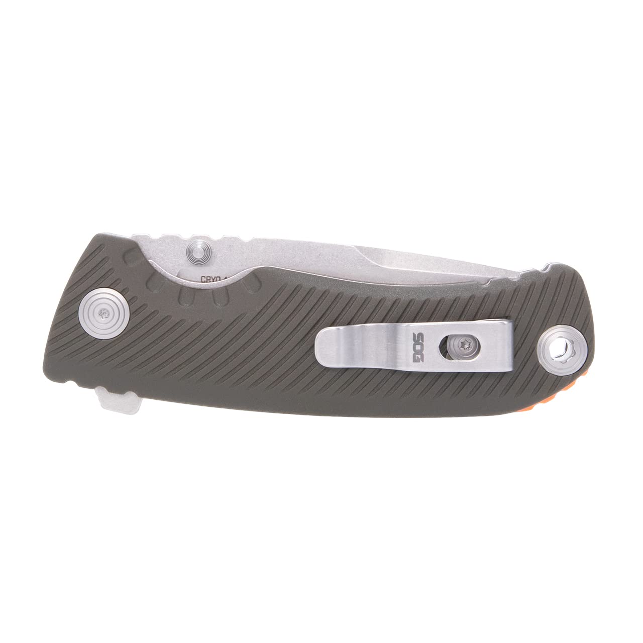 SOG Tellus ATK Folding Knife | Ambidextrous GRN Handle | CRYO 440C Stainless Steel Blade | Adjustable Belt Clip, Olive Drab/Blaze Orange Outdoor Assisted Opening Frame Lock