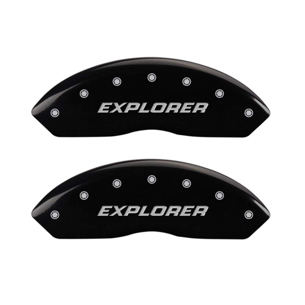 MGP Caliper Covers Black Brake Covers 10041SEXPBK Engraved with Silver Explorer (Pre-2011) (Set of 4)